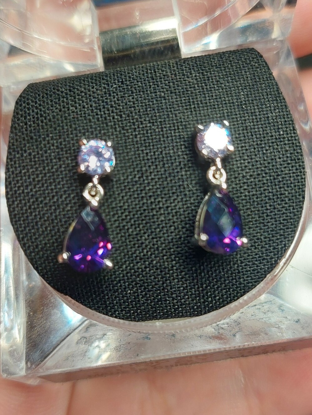 Amethyst Teardrop Dangle Earrings - Women Jewelry